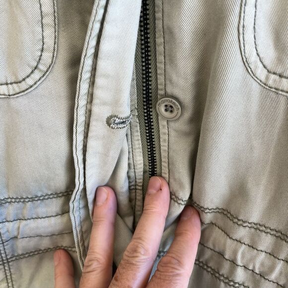 Marrakech Anthropologie Womens Utility Cargo Jacket Size L Green Grunge Lyocell - Picture 6 of 14